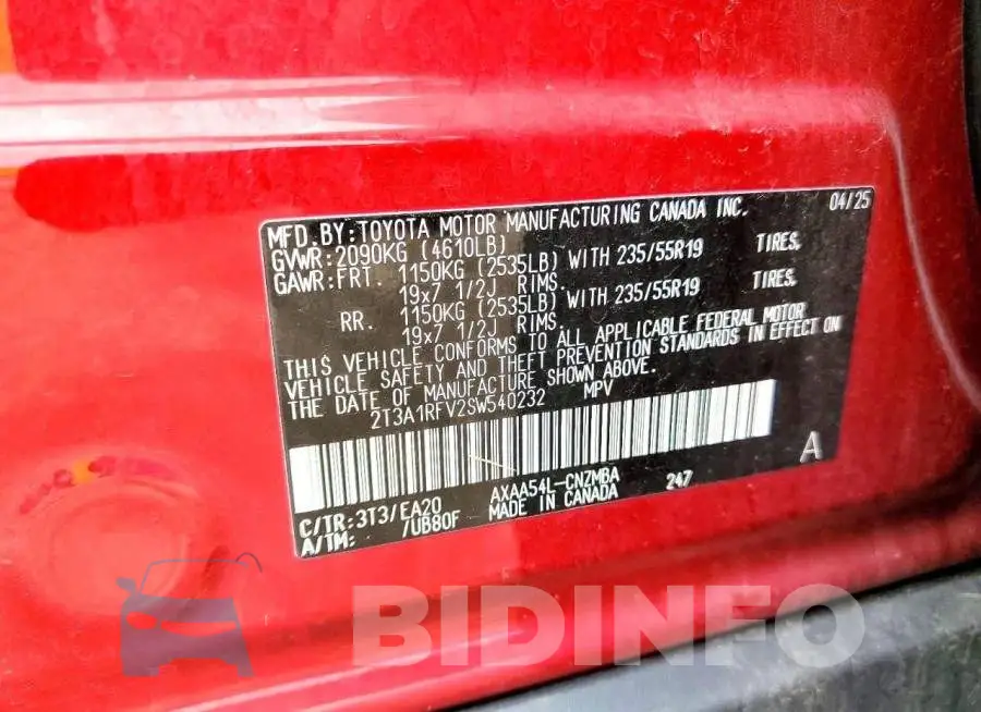 2T3A1RFV2SW540232 Photo# 13