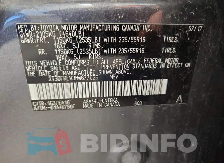 2T3DFREV3HW677026 Photo# 13