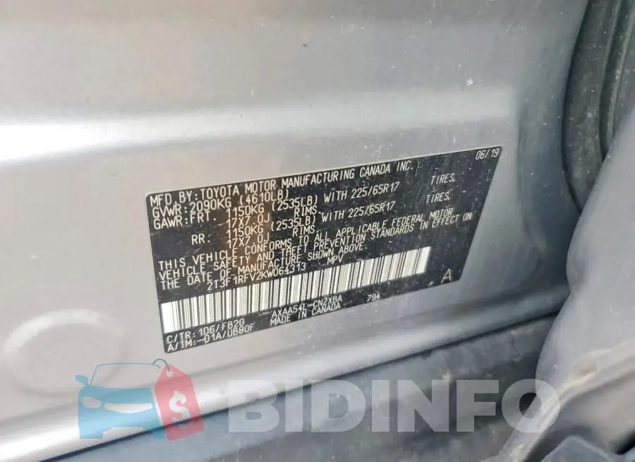 2T3F1RFV2KW064313 Photo# 13