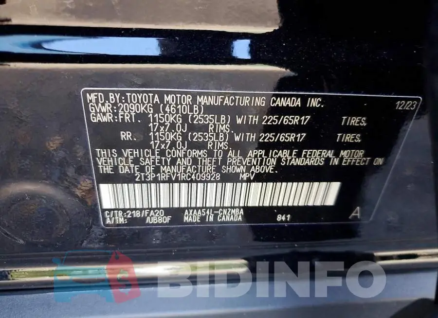 2T3P1RFV1RC409928 Photo# 12
