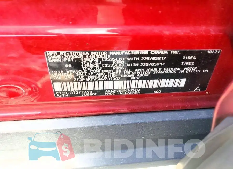 2T3P1RFV5MW231397 Photo# 12
