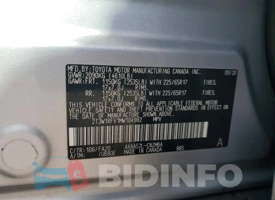 2T3W1RFV1MW104982 Photo# 13
