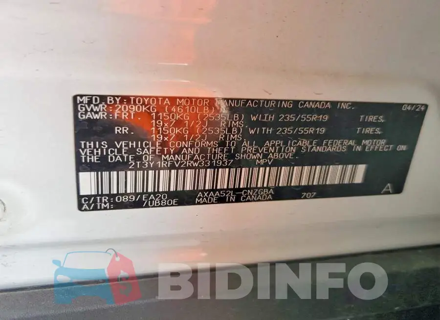 2T3Y1RFV2RW331937 Photo# 13
