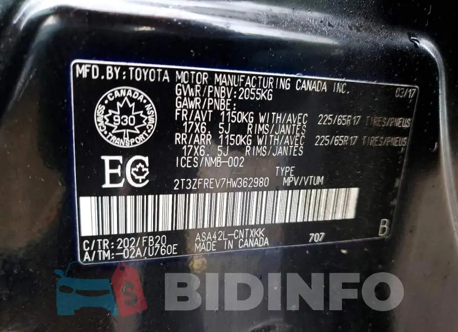 2T3ZFREV7HW362980 Photo# 13