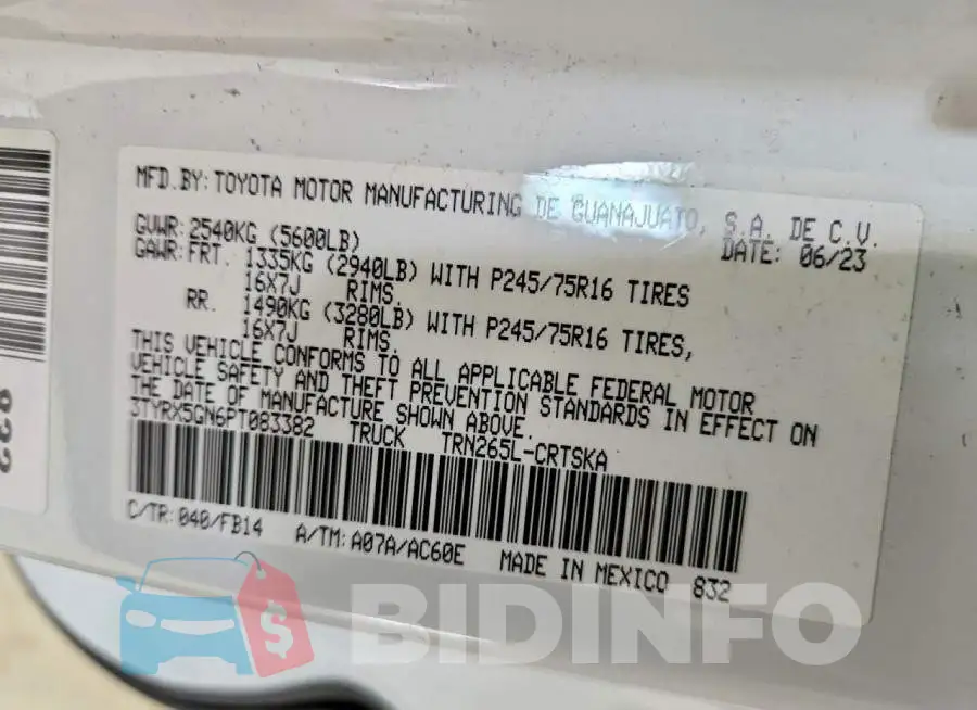 3TYRX5GN6PT083382 Photo# 12
