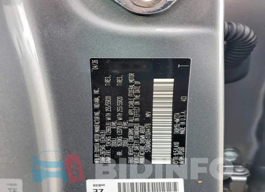 5TDADAB51TS044176 Photo# 13