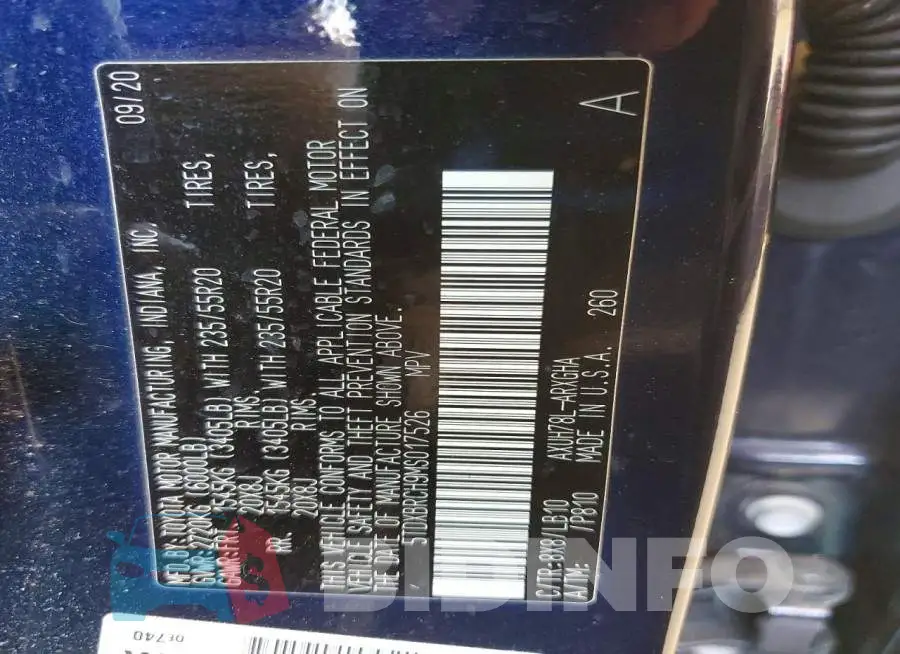 5TDXBRCH9MS017526 Photo# 13