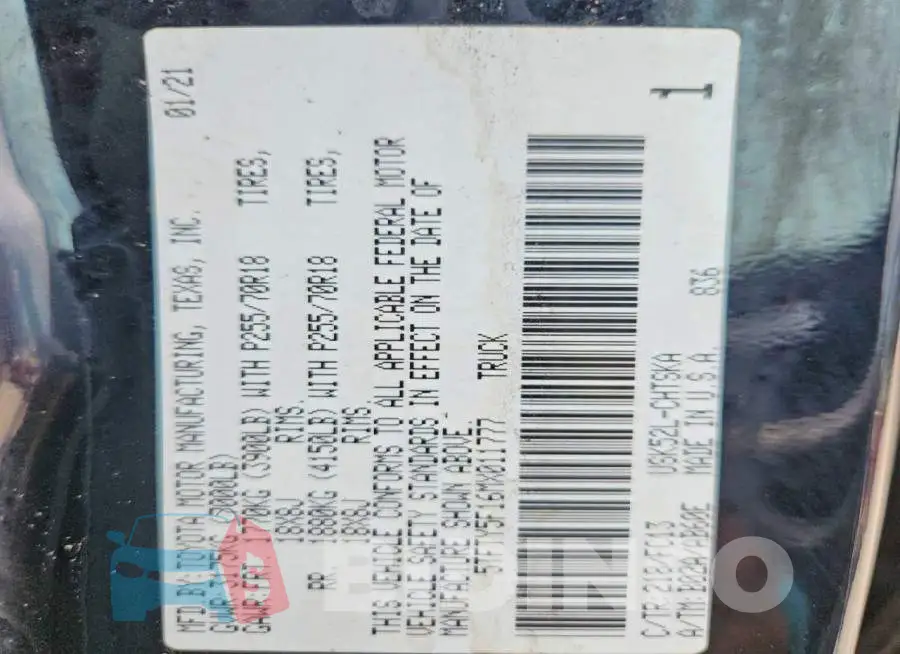 5TFTY5F16MX011777 Photo# 12