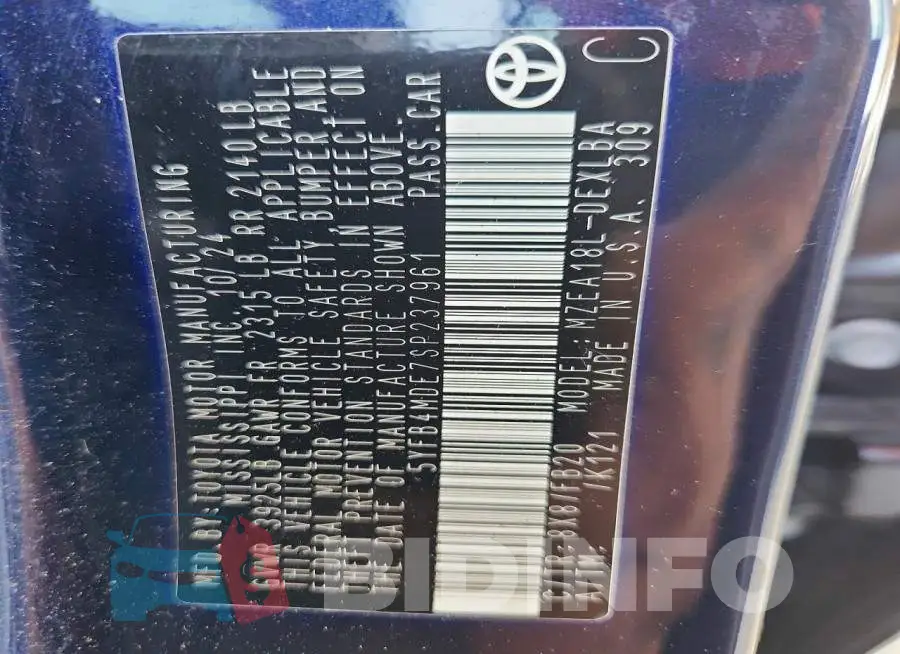 5YFB4MDE7SP237961 Photo# 12