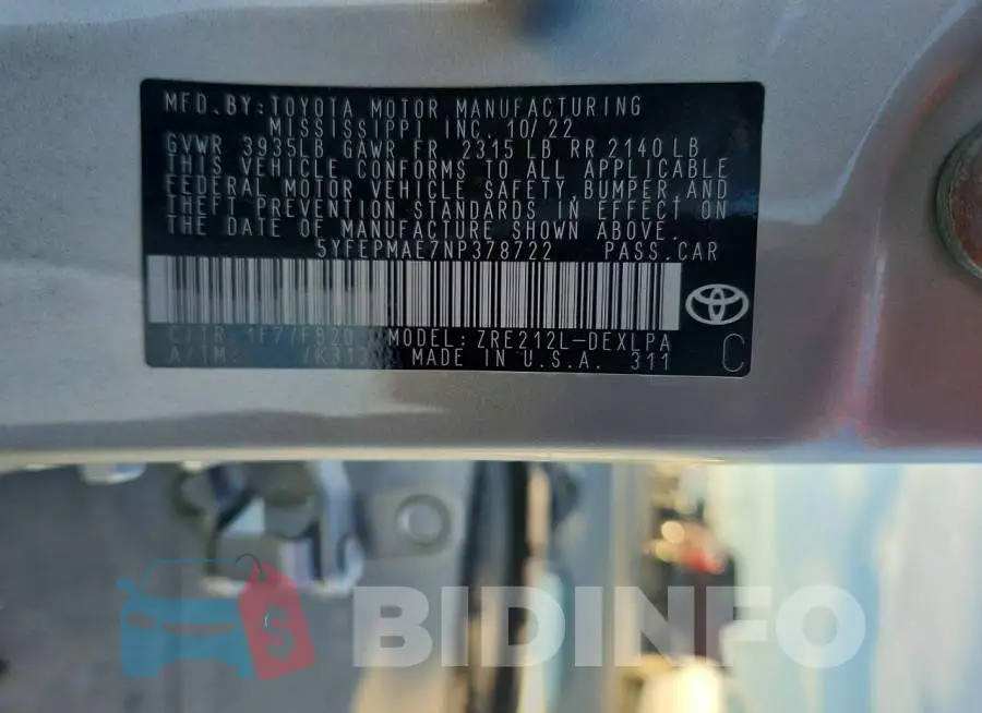 5YFEPMAE7NP378722 Photo# 13