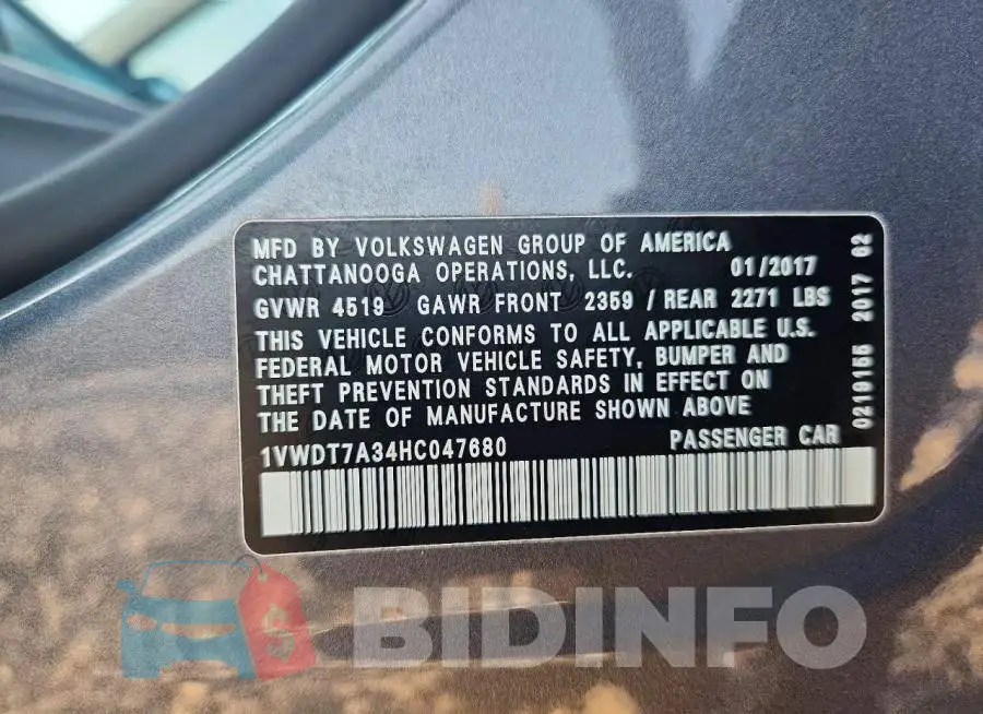 1VWDT7A34HC047680 Photo# 12