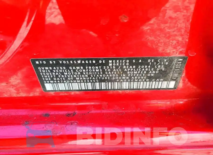 3VW447AU9HM029955 Photo# 12