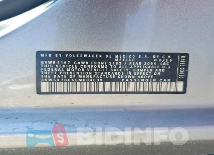 3VW5X7BU5SM084839 Photo# 12