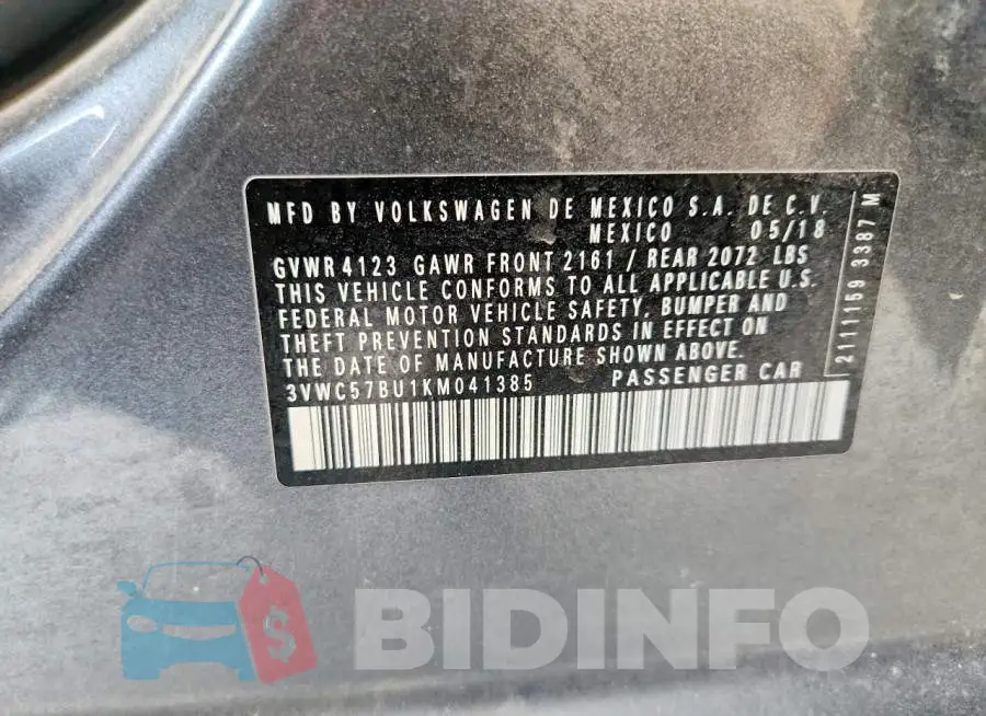 3VWC57BU1KM041385 Photo# 12