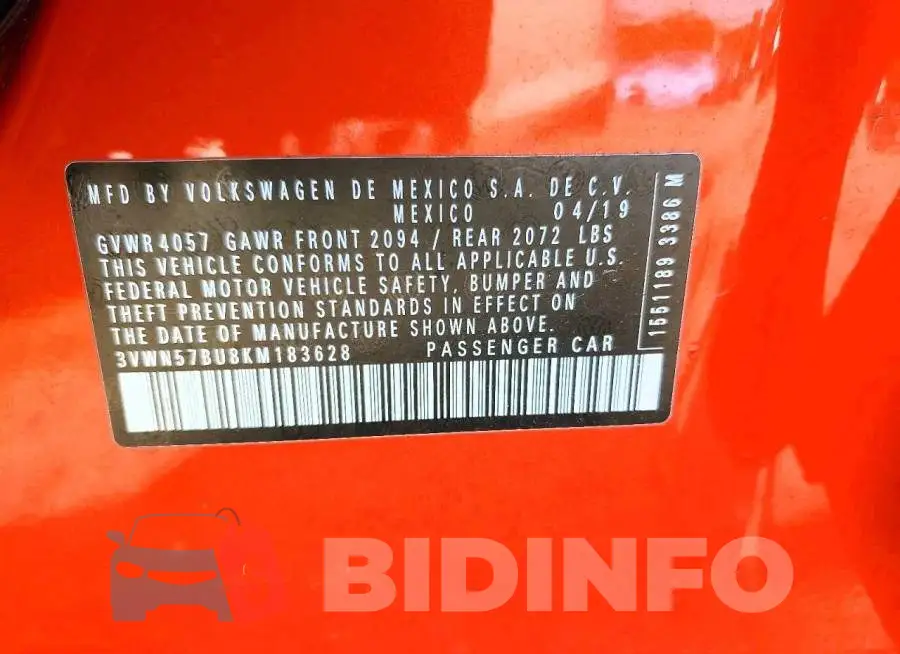 3VWN57BU8KM183628 Photo# 12