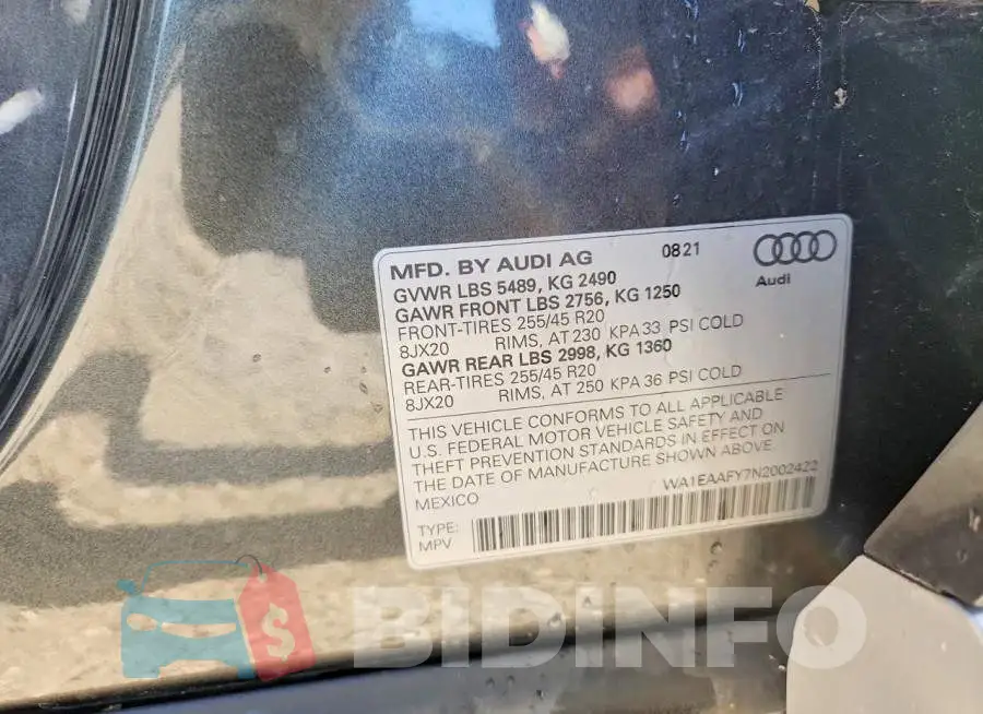 WA1EAAFY7N2002422 Photo# 12