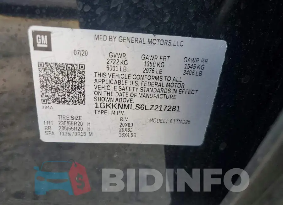 1GKKNMLS6LZ217281 Photo# 13