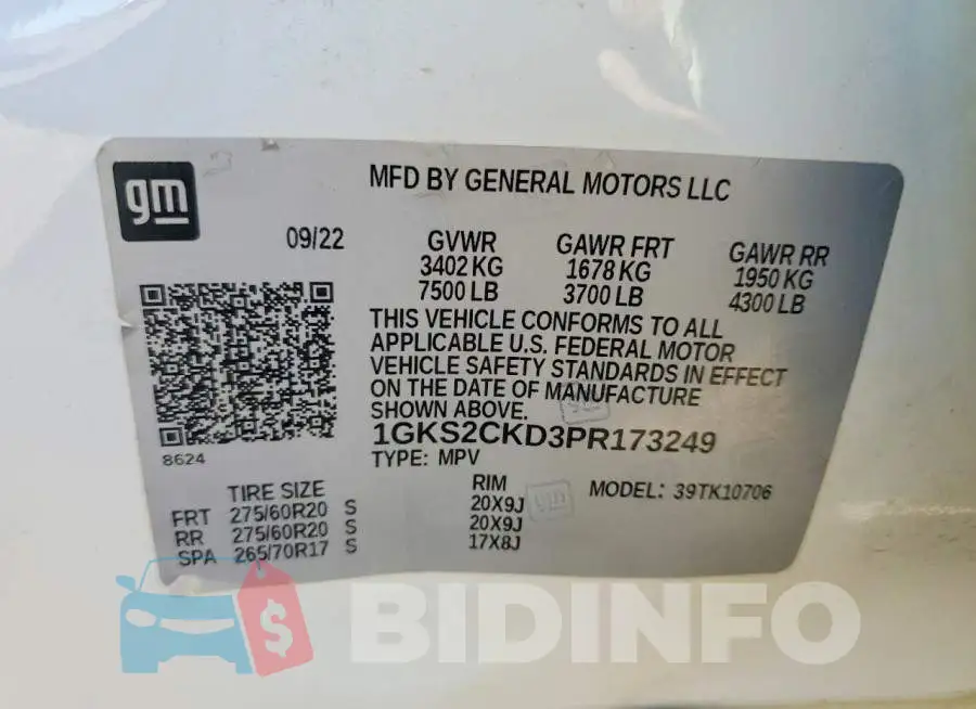 1GKS2CKD3PR173249 Photo# 13