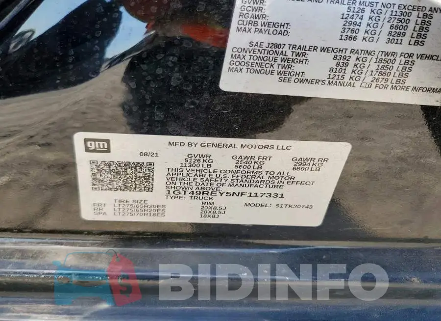 1GT49REY5NF117331 Photo# 13