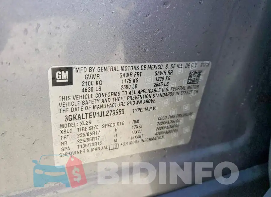 3GKALTEV1JL279985 Photo# 12