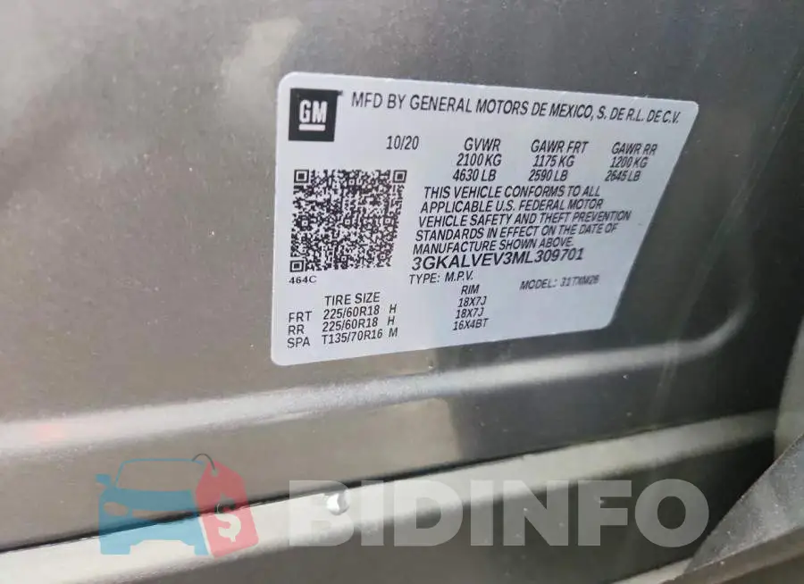 3GKALVEV3ML309701 Photo# 14