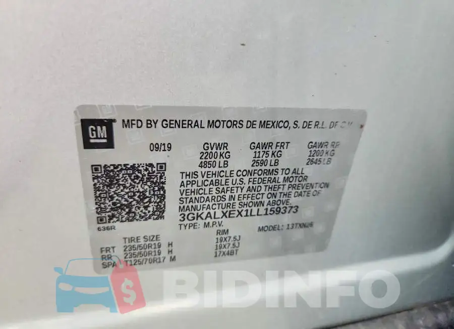 3GKALXEX1LL159373 Photo# 13