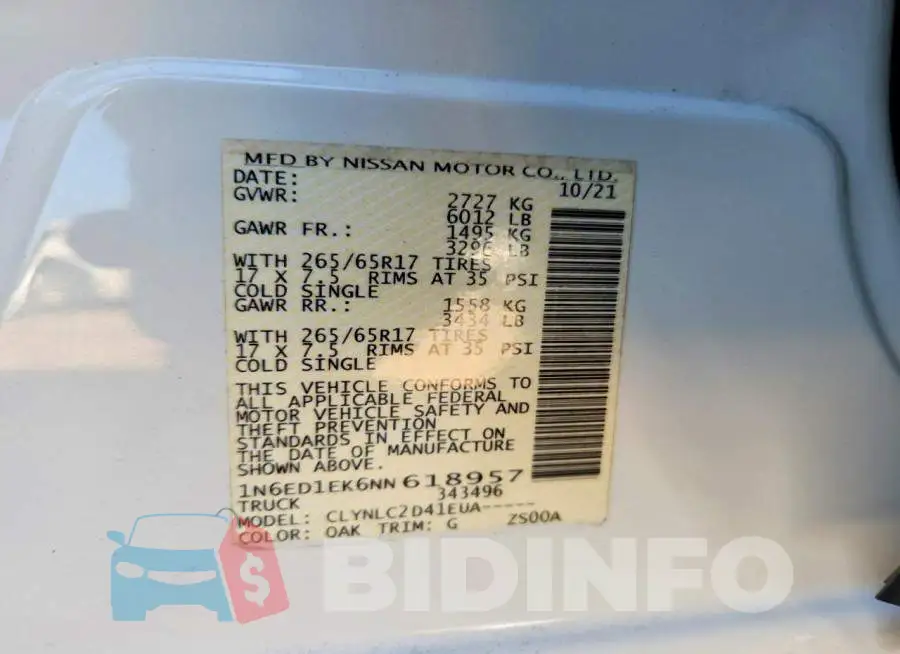 1N6ED1EK6NN618957 Photo# 13