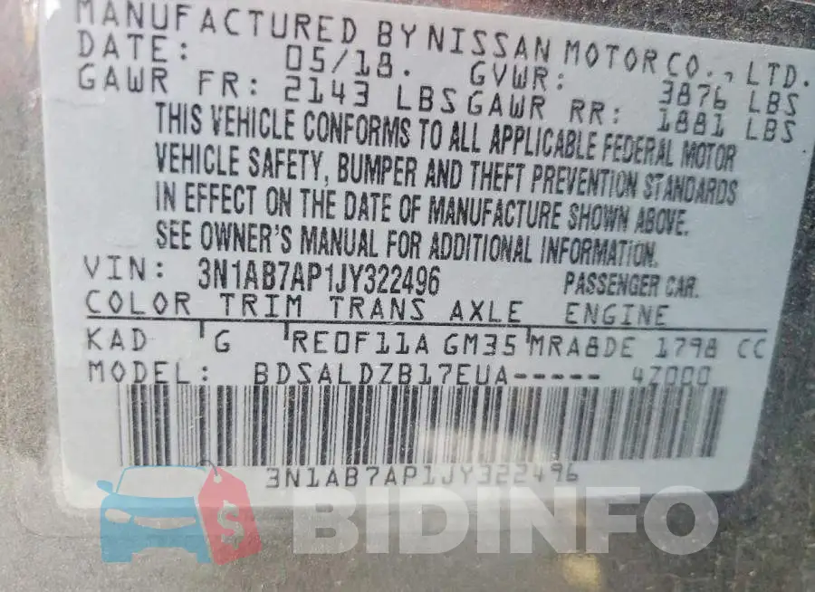 3N1AB7AP1JY322496 Photo# 12