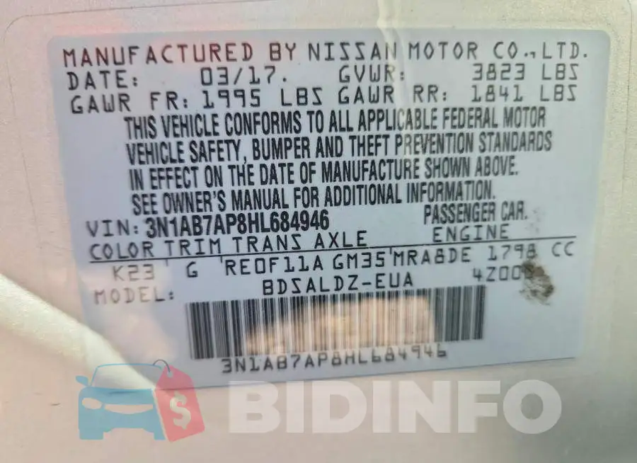 3N1AB7AP8HL684946 Photo# 12