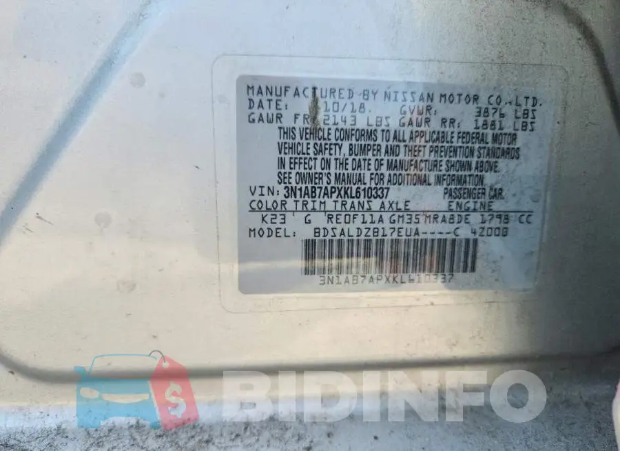 3N1AB7APXKL610337 Photo# 12