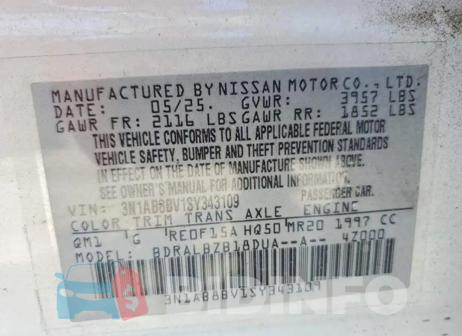 3N1AB8BV1SY343109 Photo# 12