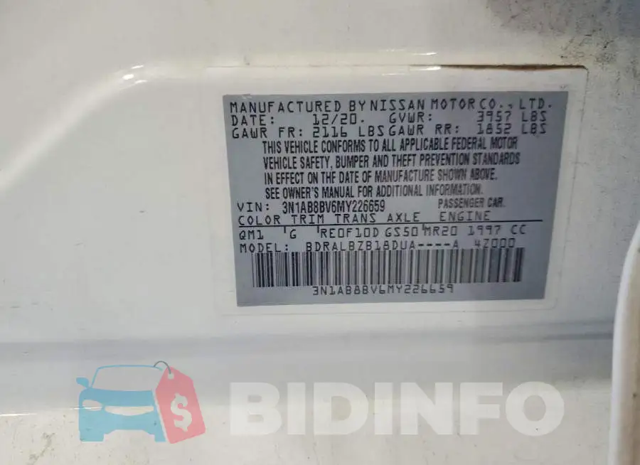 3N1AB8BV6MY226659 Photo# 12