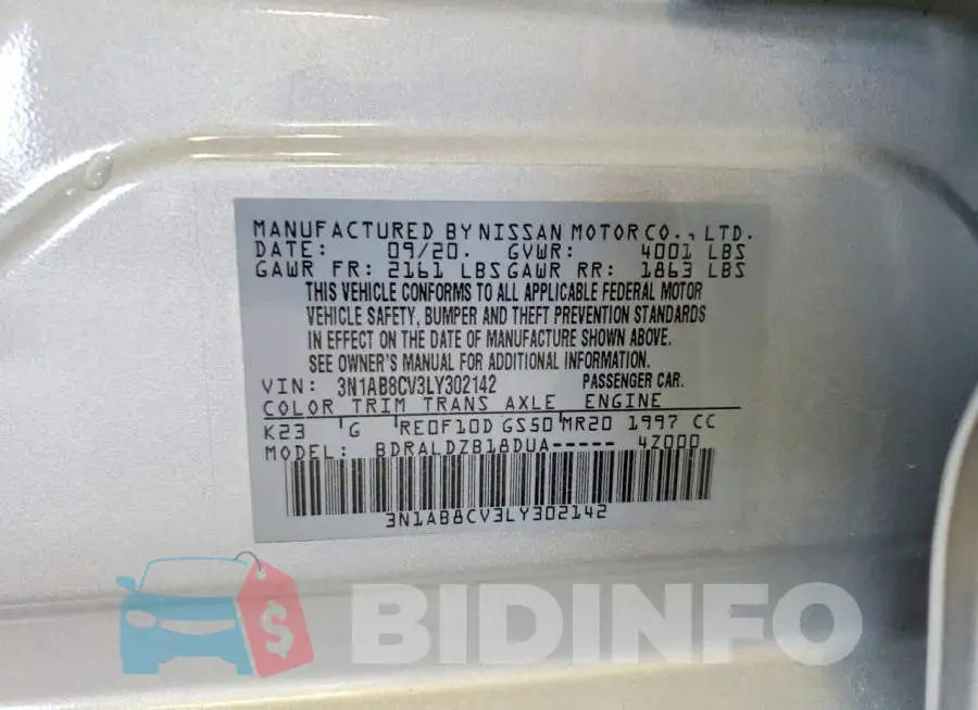 3N1AB8CV3LY302142 Photo# 12