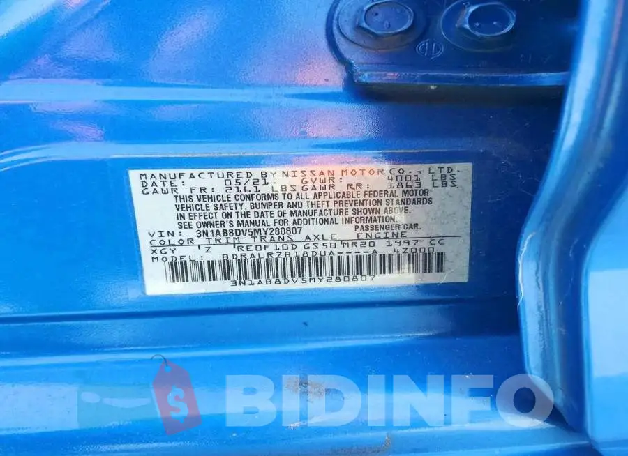 3N1AB8DV5MY280807 Photo# 12