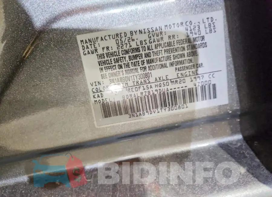 3N1AB9DV1TY300801 Photo# 12
