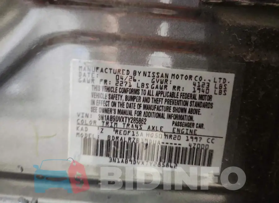 3N1AB9DVXTY285862 Photo# 12