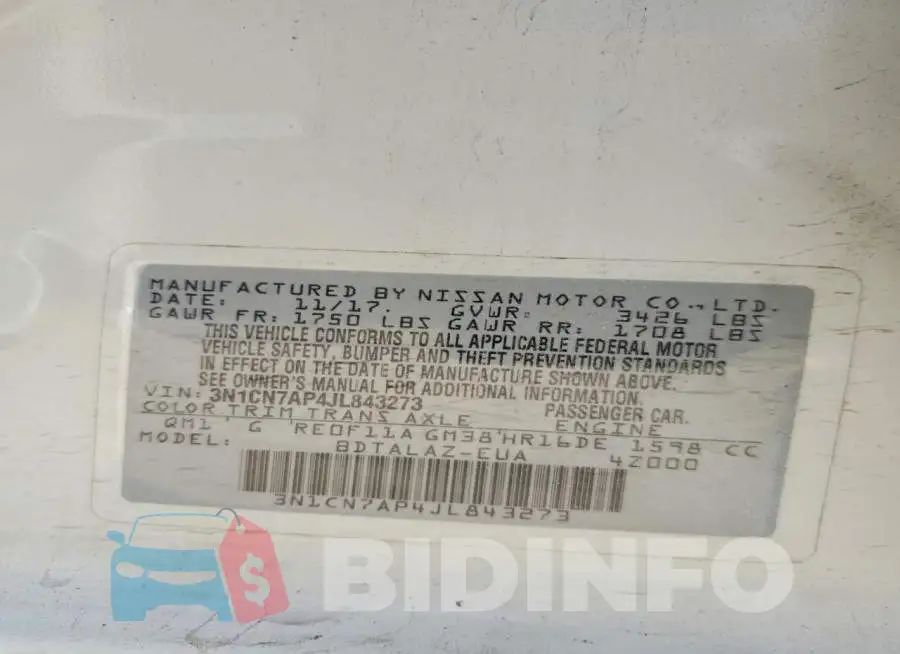 3N1CN7AP4JL843273 Photo# 12