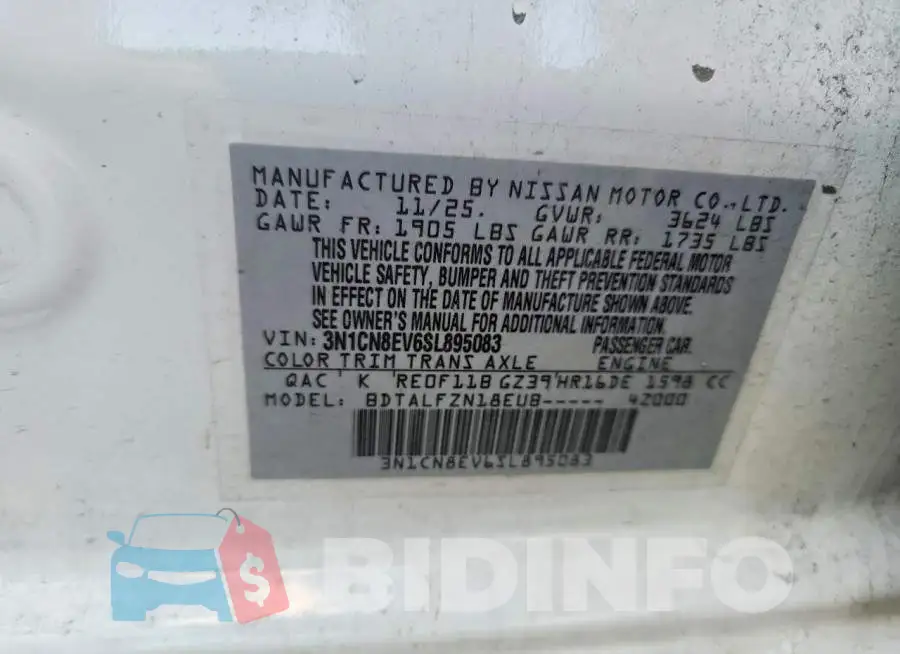 3N1CN8EV6SL895083 Photo# 12