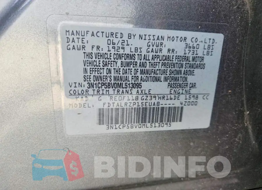 3N1CP5BV0ML513095 Photo# 14