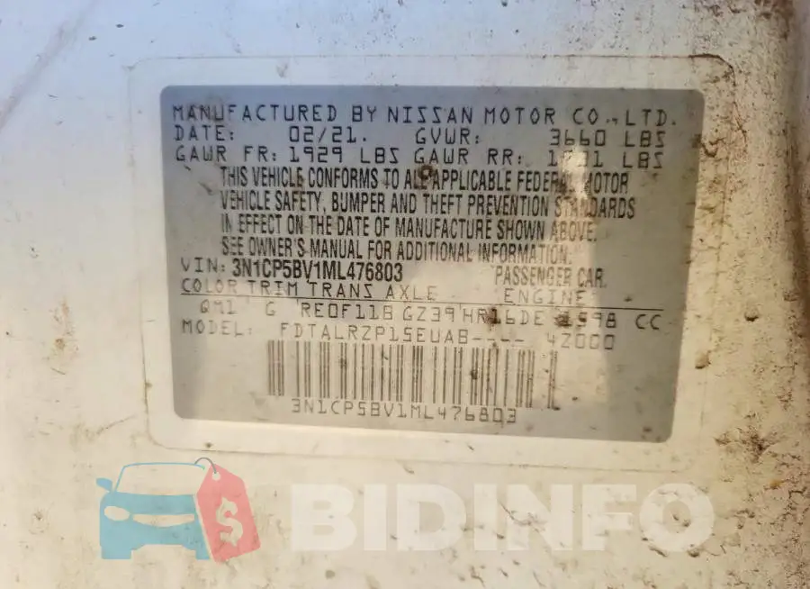 3N1CP5BV1ML476803 Photo# 12