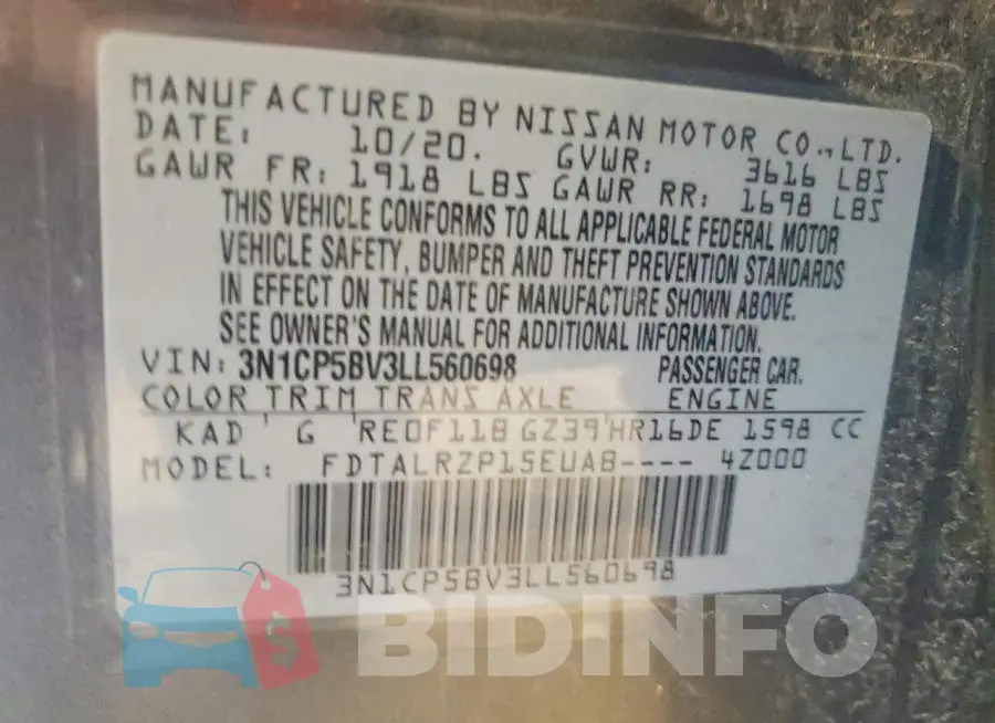 3N1CP5BV3LL560698 Photo# 12