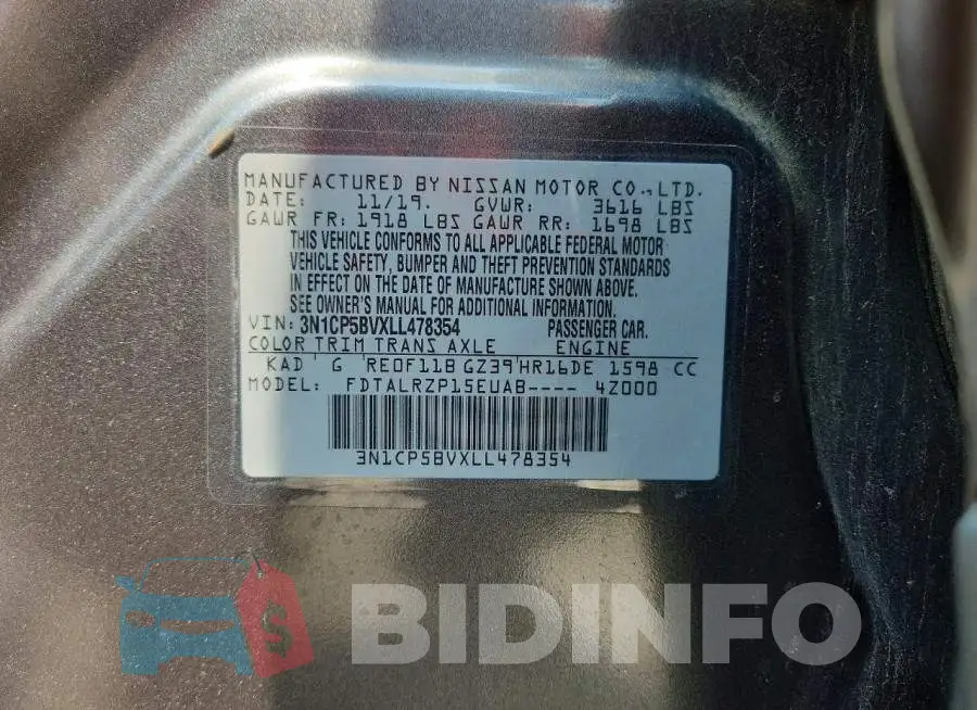 3N1CP5BVXLL478354 Photo# 13