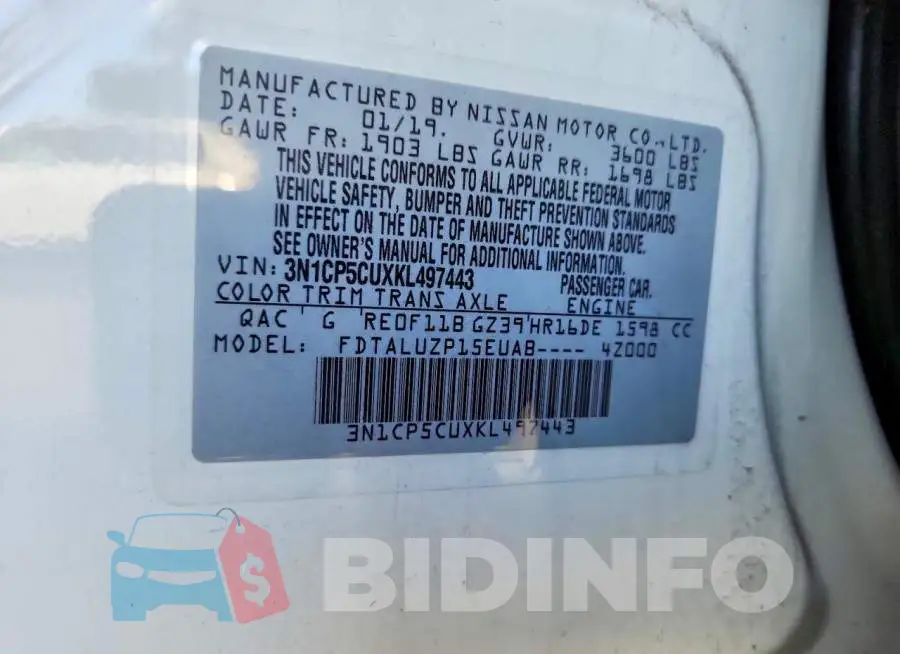 3N1CP5CUXKL497443 Photo# 13