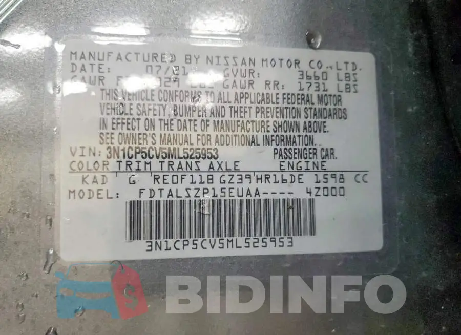 3N1CP5CV5ML525953 Photo# 14