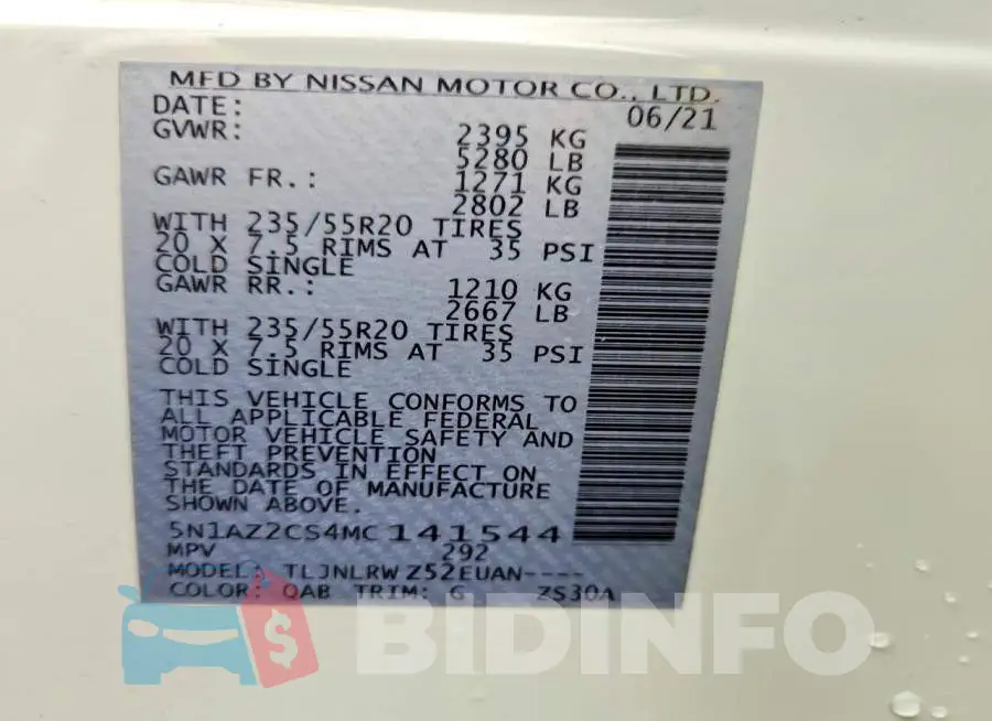 5N1AZ2CS4MC141544 Photo# 13