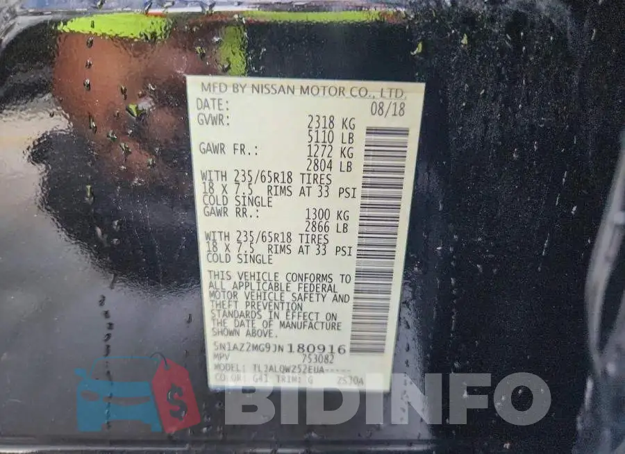 5N1AZ2MG9JN180916 Photo# 13