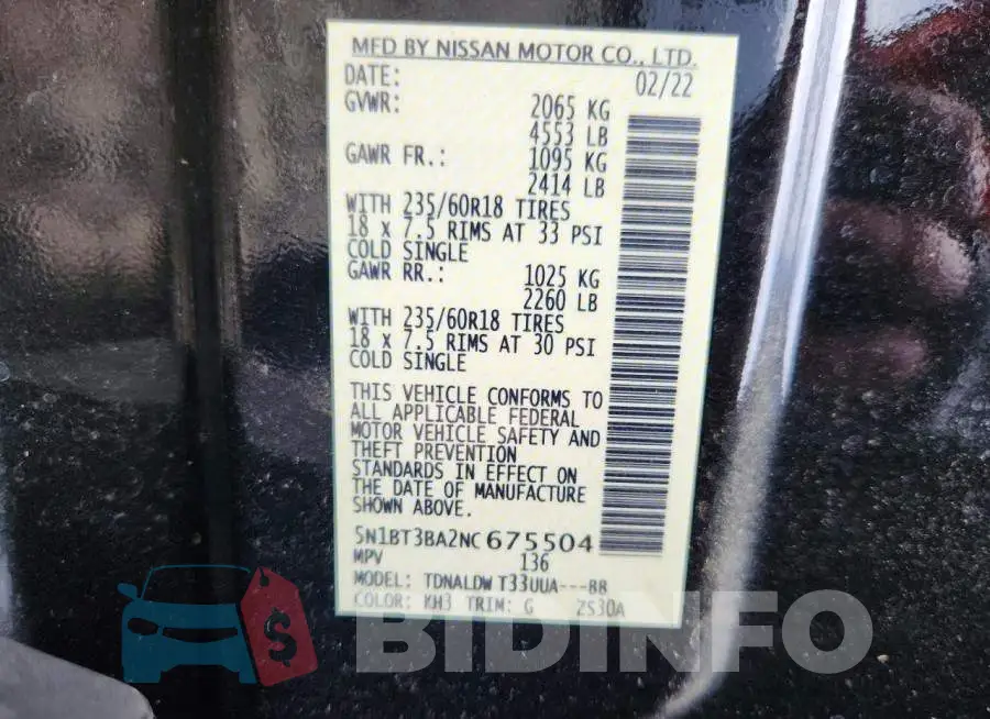 5N1BT3BA2NC675504 Photo# 13