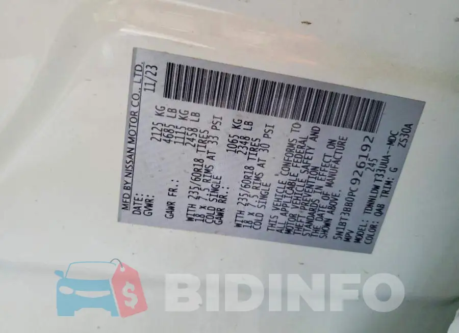 5N1BT3BB0PC926192 Photo# 14