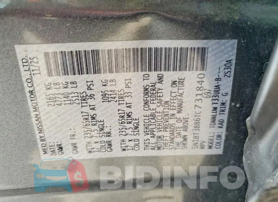 5N1BT3BB6TC731840 Photo# 14