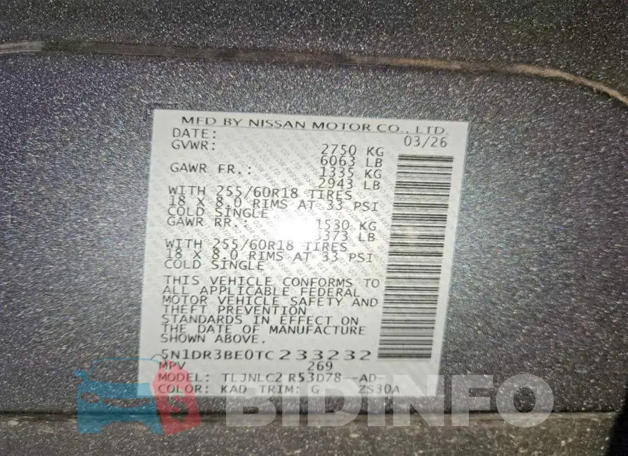 5N1DR3BE0TC233232 Photo# 13